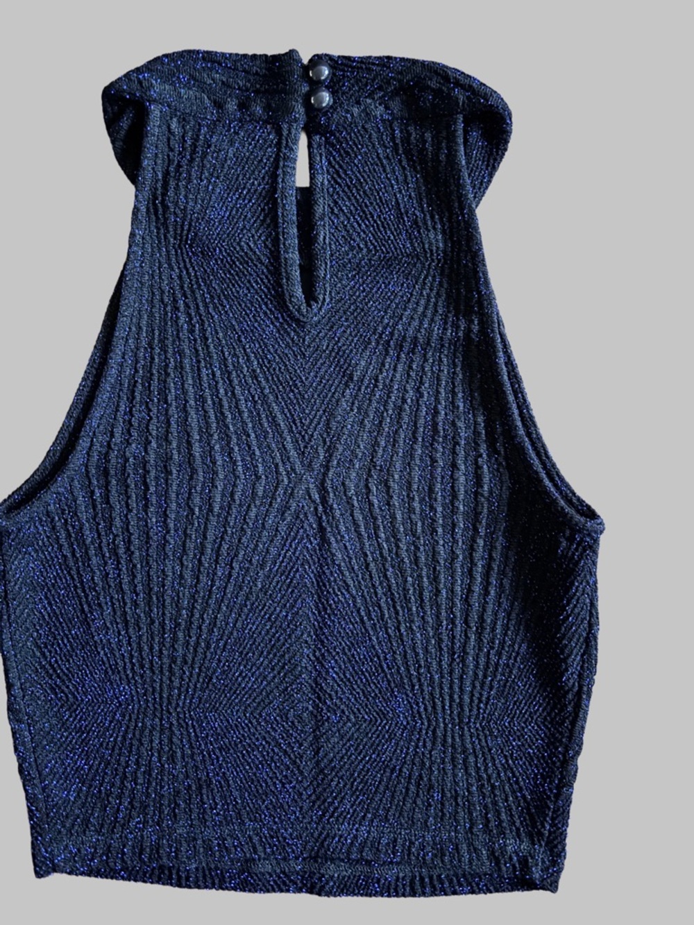 Shimmer Ribbed Navy Mock Neck Tank - Picture 2 of 2